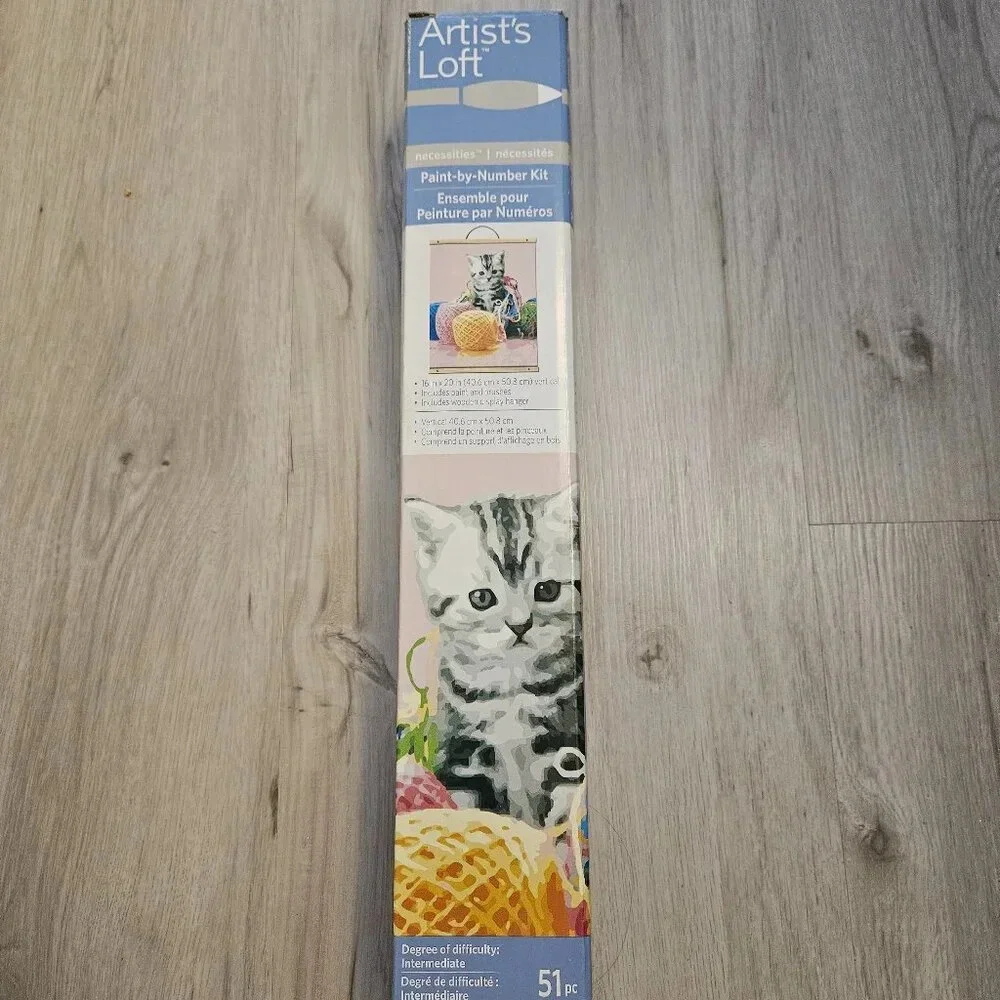 Paint-By-Number Kit - Cat & Yarn Design - Brand New